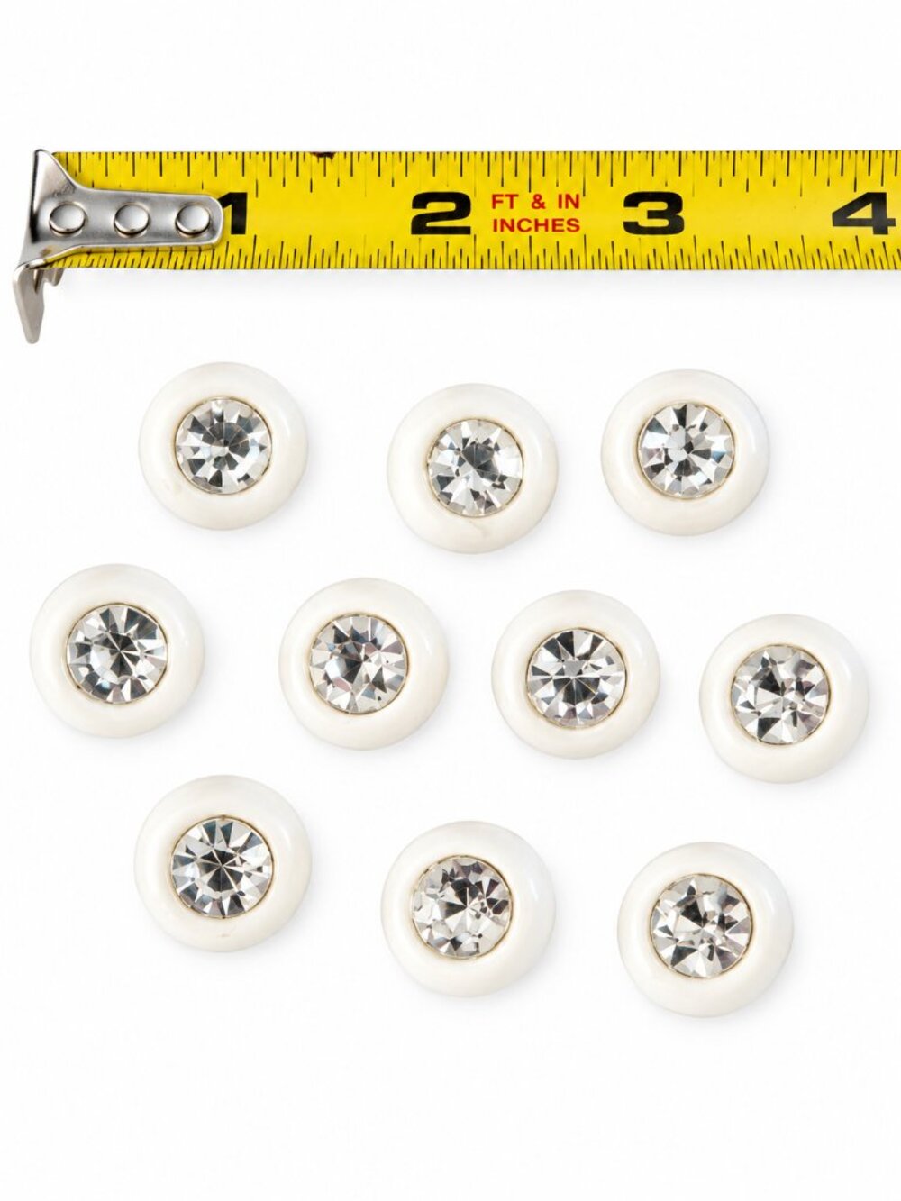Set of 10 Vintage White/Rhinestone Buttons